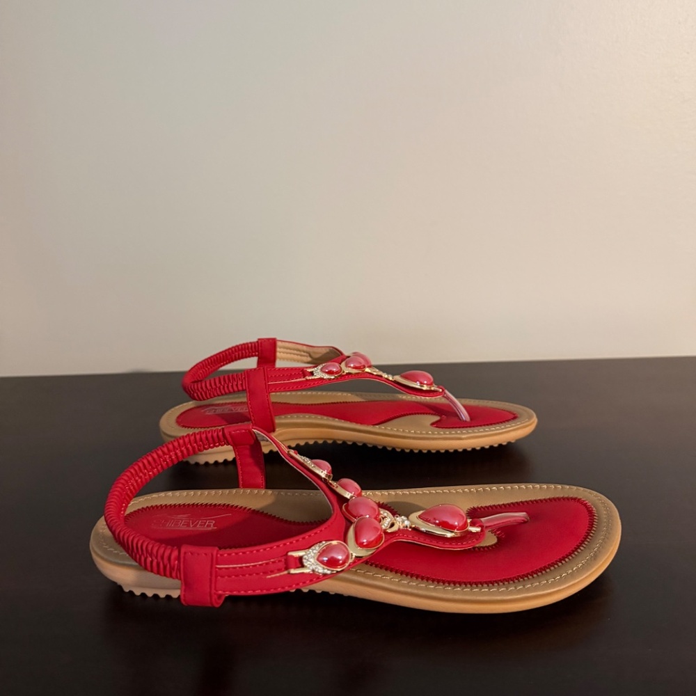 Shibever Boho Sandals NWOT Rhinestones Flat Walking Thong Sandals - Picture 4 of 10
